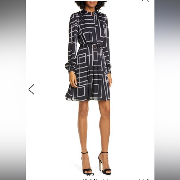 TASMA PRINTED SHIRT DRESS WITH BELT IN MIDNIGHT size 4 - Picture 3 of 4